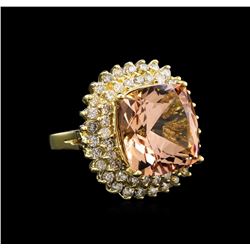 13.71ct Morganite and Diamond Ring - 14KT Yellow Gold