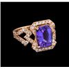 Image 1 : 3.17ct Tanzanite and Diamond Ring - 14KT Rose Gold
