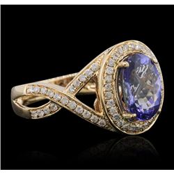 14KT Yellow Gold 2.33ct Tanzanite and Diamond Ring