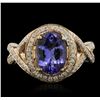 Image 2 : 14KT Yellow Gold 2.33ct Tanzanite and Diamond Ring