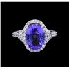 Image 2 : 3.85ct Tanzanite and Diamond Ring - 14KT White Gold