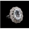 Image 1 : 6.54ct Aquamarine and Diamond Ring - 14KT White Gold