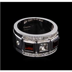 0.54ctw Garnet and White Sapphire Ring - .925 Silver