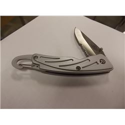 POCKET KNIFE WITH BELT CLIP - STAINLESS STEEL - NEW