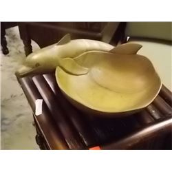 UNIQUE  CRAFTED BOWL - ALL WOOD - DOLPHIN - ESTIMATED RETAIL ~$400