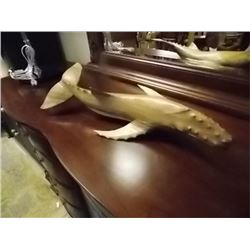 UNIQUE  HAND CRAFTED - VERY DETAILED CARVED HUMPBACK WHALE - ALL WOOD - SMALL - 22" LONG X 9" WIDE -