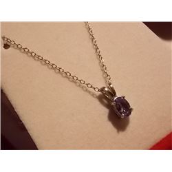 NECKLACE - .55CT OVAL TANZANITE PENDANT ON STERLING SILVER CHAIN - RICH DEEP PURPLE/BLUE VS CLARTIY 