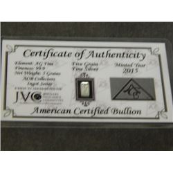 BULLION - .999 SILVER USA MINT - 4 - 5 G = 20G TTL SEALED AND CERIFIED WITH ASSAY CARD