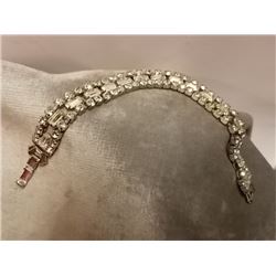 VINTAGE BRACLET - TRIPLE ROW CLEAR RHINESTONES - ~7 ½" LONG
