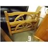 Image 1 : SINGLE MAPLE BED FRAME - WAGON WHEEL DESIGN - HEAD BOARD, FOOT BOARD AND RAILS