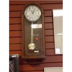 MAHOGANY BULLOVA WALL CLOCK - WITH PENDULUM