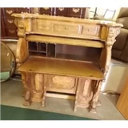 VERY UNIQUE PIECE - WALNUT CYLINDER PUMP ORGAN (1880'S) - CONVERTED TO ROLL TOP DESK