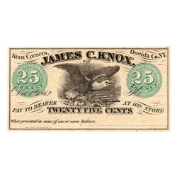 1862 25 cents James C. Knox NY Note