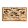 Image 1 : July 1, 1862 5 Cents Farmers & Manufactures Bank Fractional Note