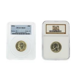 1954 & 1959 Washington Quarter NGC/PCGS Graded MS65 Set