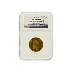 1800 $5 Heraldic Eagle Reverse Gold Coin NGC Graded UNC Details