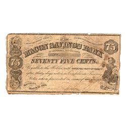 1863 75 Cent Macon Savings Bank Note