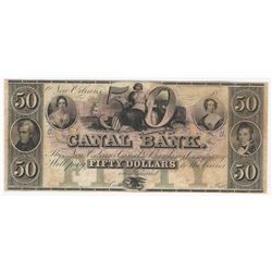 1800s $50 Canal Bank New Orleans Obsolete Note