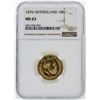 Image 1 : 1876 Netherland 10 Gulden Gold Coin NGC Graded MS63