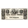 Image 1 : 1800's $2 The Bank of the Valley in Virginia Currency Note