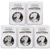 Image 1 : 5 Coin Set 2001-2005 Silver Eagle Coins NGC PF69 Ultra Cameo