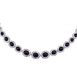 14KT White Gold 86.83ctw Star Sapphire and Diamond Necklace