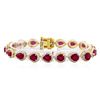 Image 4 : 14KT Yellow Gold 17.63ctw Ruby and Diamond Bracelet