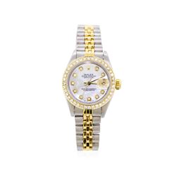 Ladies Two-Tone Rolex Datejust Watch with Diamond Bezel & Dial