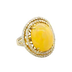 14KT Yellow Gold 9.88ct Opal and Diamond Ring