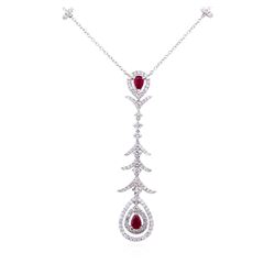 18KT White Gold 0.54ctw Ruby and Diamond Necklace