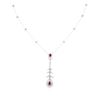 Image 2 : 18KT White Gold 0.54ctw Ruby and Diamond Necklace