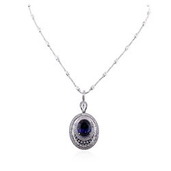 14KT White Gold 19.53ct Tanzanite and Diamond Pendant With Chain