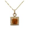 Image 1 : 14KT Two-Tone Gold 3.31ct Fire Opal and Diamond Pendant With Chain