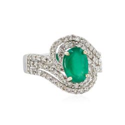 14KT White Gold 1.52ct Emerald and Diamond Ring