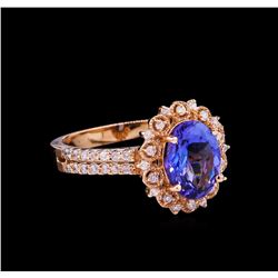 14KT Rose Gold 2.01ct Tanzanite and Diamond Ring