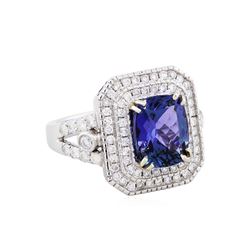 14KT White Gold 4.05ct Tanzanite and Diamond Ring