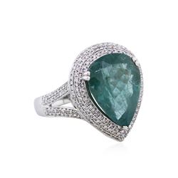 14KT White Gold 8.23ct Green Tourmaline and Diamond Ring