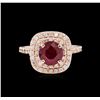 Image 2 : 14KT Rose Gold 2.03ct Ruby and Diamond Ring