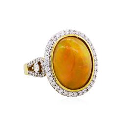 18KT Yellow Gold 7.87ct Opal and Diamond Ring