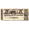 Image 1 : 1800s $10 State Bank of Illinois Obsolete Currency Note