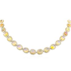 14KT Yellow Gold 52.30ctw Opal and Diamond Necklace