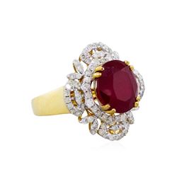 14KT Yellow Gold 6.74ct Ruby and Diamond Ring