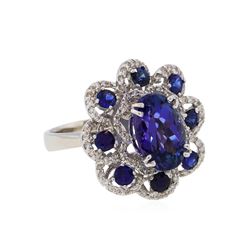 14KT White Gold 5.45ctw Sapphire and Diamond Ring