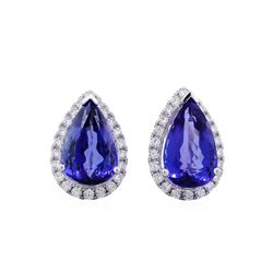 14KT Yellow Gold 11.83ctw Tanzanite and Diamond Earrings