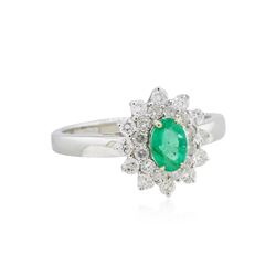 14KT White Gold 0.40ct Emerald and Diamond Ring