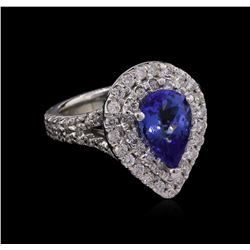 14KT White Gold 2.15ct Tanzanite and Diamond Ring