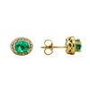 Image 2 : 14KT Yellow Gold 1.12ctw Emerald and Diamond Earrings