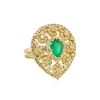 Image 1 : 14KT Yellow Gold 0.94ct Emerald and Diamond Ring