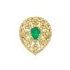 Image 2 : 14KT Yellow Gold 0.94ct Emerald and Diamond Ring