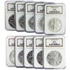 Image 3 : Set of (10) 1990-1999 $1 Silver Eagle Coins NGC Graded MS69